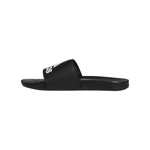 adidas Unisex Adilette Comfort Slide Sandal, Black/White/Black, 11 US Women