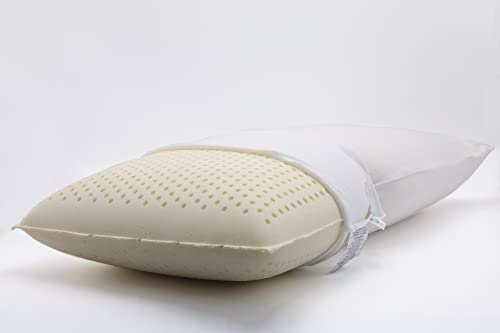 OrganicTextiles Natural Latex Pillow with Organic Cotton Cover, Standard Size, Extra Soft, GOTS Certified, No Pressure Support, Neck Pain Relief, Bed Pillow for Side, Back and Stomach Sleeper