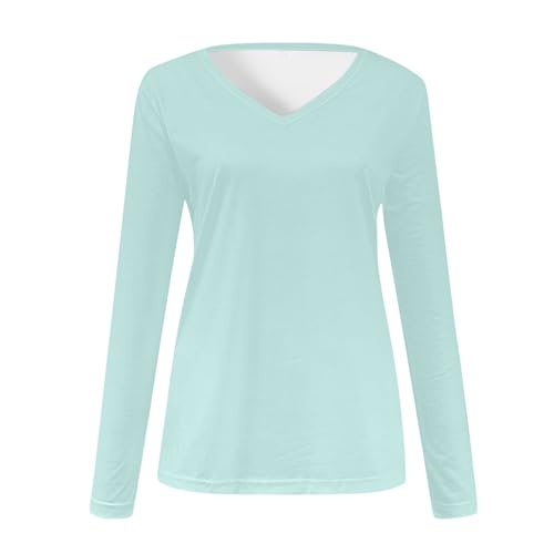 Womens V Neck T Shirts Casual Long Sleeve Solid Color Basic Top Slim Fit Workout Tees Going Out Blouse for Teen Girls4