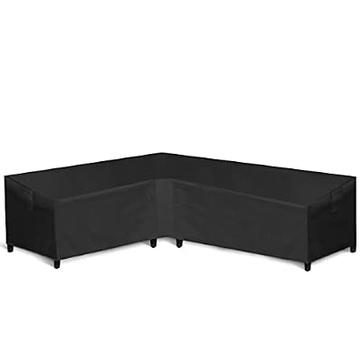 WLEAFJ Patio L-Shaped Sectional Sofa Cover Waterproof, Heavy Duty Outdoor Sectional Couch Cover with Air Vent, Left Facing, 83" L/104" L x 32" D x 31" H