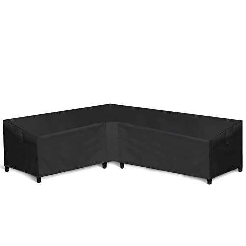 WLEAFJ Patio L-Shaped Sectional Sofa Cover Waterproof, Heavy Duty Outdoor Sectional Couch Cover with Air Vent, Left Facing, 83" L/104" L x 32" D x 31" H