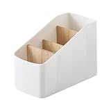 WANAONE Boîte de rangement sur pied avec cloison amovible 4 compartiments Blanc