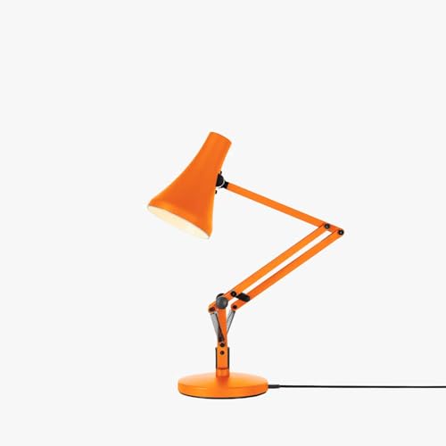 ANGLEPOISE 90 Mini Mini Desk Lamp Sunburnt Orange LED Low Energy Dimming Bulb USB Power Cable Aluminium Shade and Arms Satin Painted Finish Chrome Plated Fittings Ideal for Small Spaces