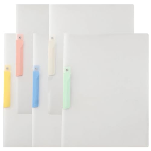 クリアファイル 収納ホルダー a4 【5個セット】 回転式フォルダー クリアファイルホルダー クリップ式 クリアポケット 5種類の色 PP 素材 厚手 大容量 1-60枚収納可能 学生 教師 オフィスワーカー用 書類整理 資料収納保護 (5 色B)