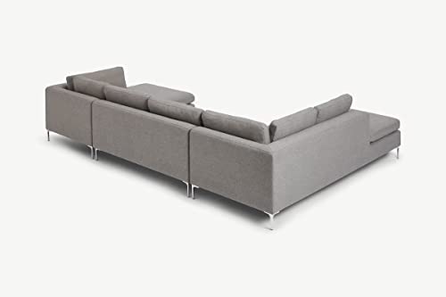 Image of Smith U Shape 7 Seater Corner LHS Fabric Sofa Set in Light Grey Color for Living Room, Couch Sofa for Living Room, Seven Seater Sofa