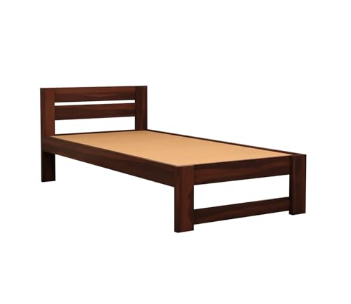 Image of BM WOOD FURNITURE Solid Sheesham Wood Single Bed Without Storage - Elegant and Functional Bedroom Furniture (Walnut Finish)