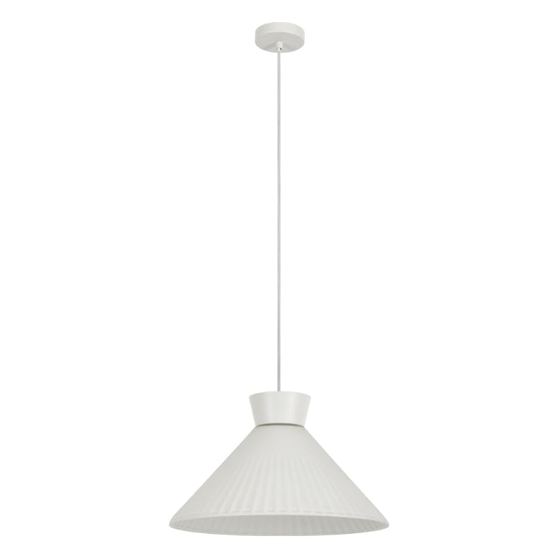 Suspension 40cm en verre plissé blanc satiné au design contemporain