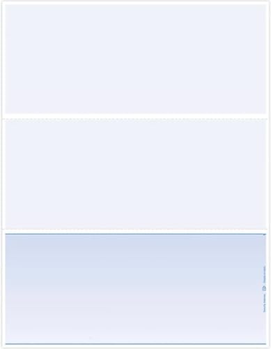 Laser Blank Check Stock, Bottom Location, Blue, Quantity 500, Perforations at 3 2/3 and 7 1/3