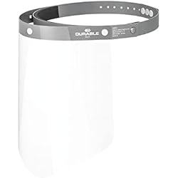 Equipo De Protección Individual Sanitario Durable Visera duradera para la protección de la cara contra salpicaduras y gotas, conforme a la CE, con diadema ajustable, abatible y desinfectable, Made in EU, 1 unidad. Pantalla facial