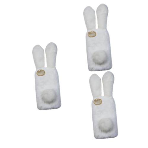 Coque lapin blanc en peluche Uonlytech idéale pour vos selfies d'hiver look cocooning - 6