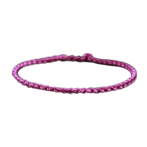Bracelet tissé en corde tibétaine fait main rose pour couple