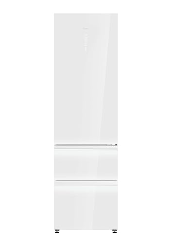Haier 3D 60 Series 7 PRO HTW7620DNGW - Frigorífico Combi, 414L, Cajones Direct Access, WIFI, Antibacterias, Motor Inverter, My Zone, Total No Frost, Ancho 60cm, Alto 2,05m, Daylight, Cristal Blanco