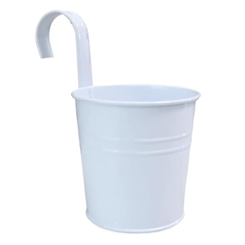 Plantador de cubo de hierro de metal, plantador de balcón - Macetas de jardín reutilizables con ganchos desmontables - Accesorios de plantas robustos, titulares de fresas para el hogar, estudio