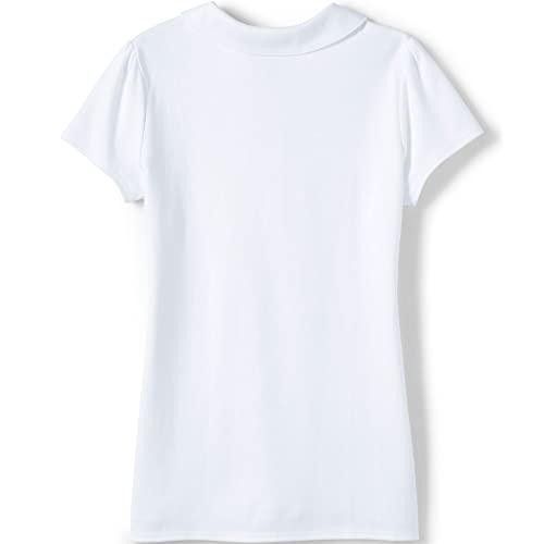 Lands' End Uniform Girls Short Sleeve Plain Knit Peter Pan Polo White Kids X-Large thumb #2