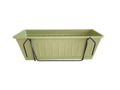 Seat Flor srl® Vaso per balcone, fioriera da balcone, vaso porta fiori, balconiera, cassetta porta fiori (modello kit completo) (2, Verde Salvia)
