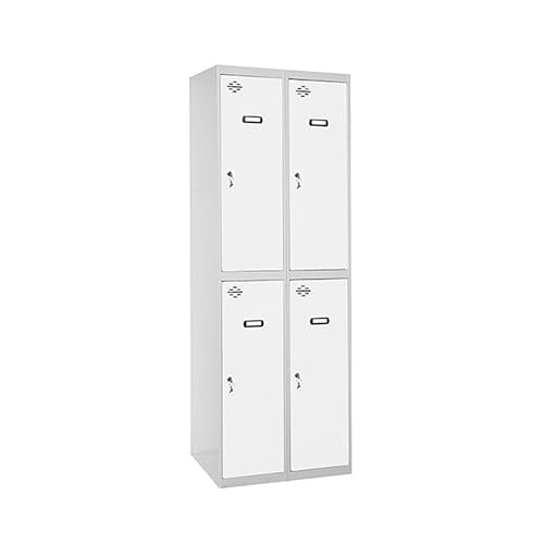 Simon Rack Taquillas Vestuario Metalicas, 4 Puerta, Incluye Llave, 1800x600x500 mm, Gris/Blanco - Simonlocker