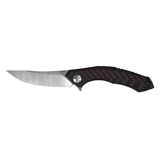 Zero Tolerance Sinkevich Pocketknife (0462); CPM 20CV Satin-Finished Crucible Blade Steel; Red and Gray Carbon Fiber Front Scale; Titanium Back; KVT Manual Open; Reversible Pocketclip; 3.7 oz