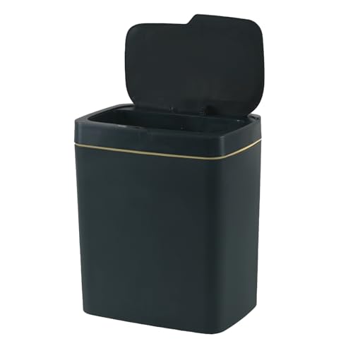 Ewingger 15 Liters Smart Motion Sensor Bin, Slim Plastic Trash Can with Automatic Lid, Green