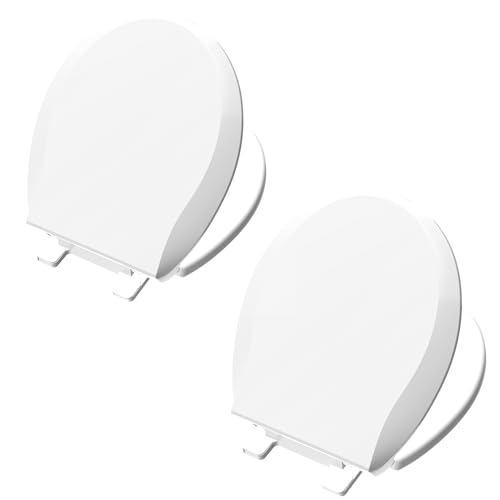 Image of Aunsffer Toilet Seat Round Soft Close 2 PACK, Toilet lid Round Slow Close 16.5 inch, PP Material Safe and Easy Clean, Quick Installation & Never Loosen, Comfortable Ergonomic Design (White, 2 Pack)
