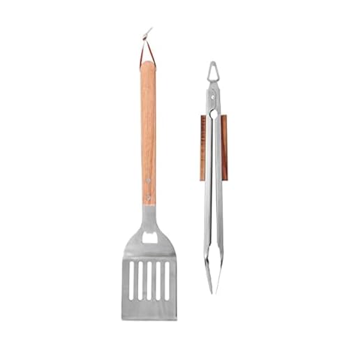 Set de 2 herramientas para BBQ con mango de madera