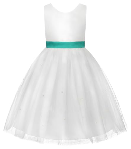 Image of JerrisApparel Flower Girls Dress Wedding Satin Dresses Princess Birthday Party Prom Ball Gown