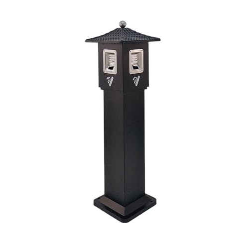 DFEDHF Garbage Cans Stainless Steel Ash Column Floor-Standing Vertical Garbage Ash Bucket Outdoor Smoking Area Cigarette Butt Extinguishing Column Outside Trash Bin(A-One Size)