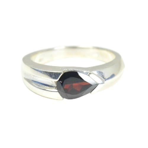 Bague en argent et pierre de naissance grenat poire pour femme