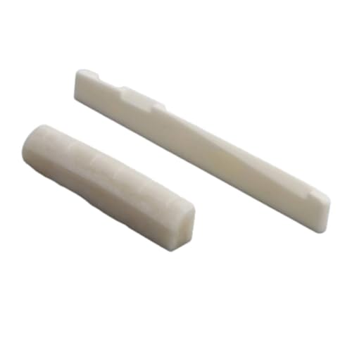 Acoustic Guitar Bone Bridge Saddle and Nut, Guitar Slotted Nuts for 6 String Acoustic Guitar Replacement Parts