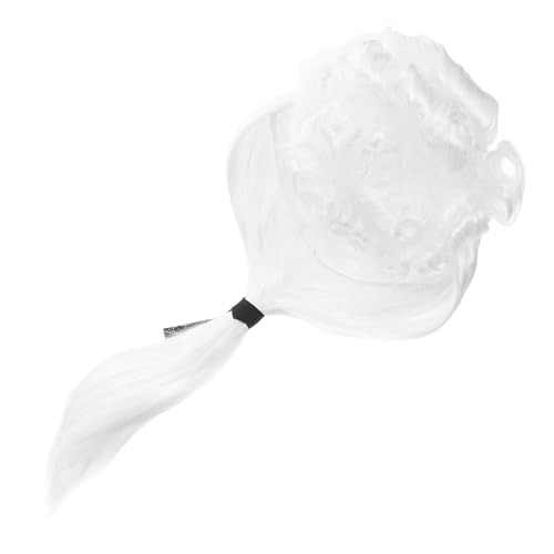 Postiche de juge blanche Healvian réglable en fibre synthétique pour déguisement adulte