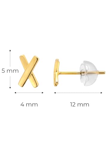 Image of Solid 925 Sterling Silver Stud Earrings for Women & Men, Hypoallergenic 18K Gold Plated & Silver Small Studs, Minimalist Elegant Earrings for Birthday, Party, Daily Gift