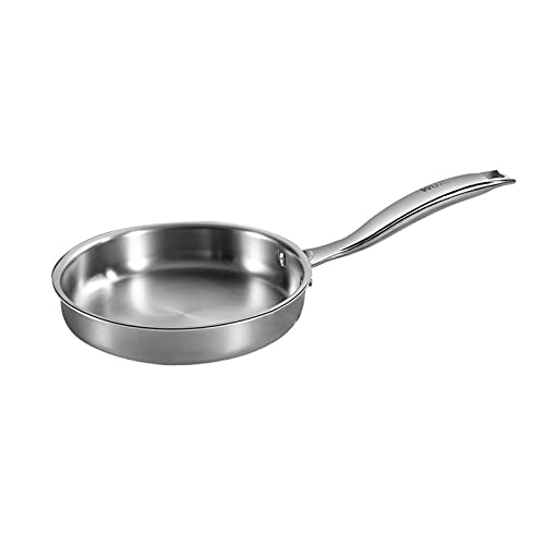 SHUOG Padella in titanio puro padella non rivestita bistecca domestica frittata domestica a gas per uso domestico cottura a induzione pentole da chef (colore : argento, formato foglio: circa 24 cm)