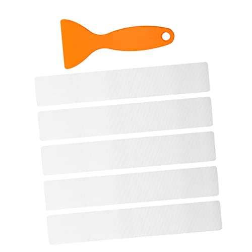 PRETYZOOM 5Pcs Skid Shower Stickers Self Adhesive Non Slip Strips for Bathtub Stairs Pool Safety Textured Grip Pads with Scraper for Enhanced Traction and Slip