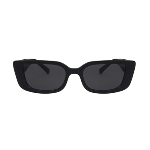 DUPER Black Sunglasses for Women - Rectangle Shape with Trendy Gold V Accent - Trendy y2k UV Protection Eyewear3