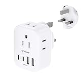 One Beat PD 20W US to UK Ireland Travel Plug Adapter, Type G Power Adapter with 4 AC Outlets 4 USB Ports (2 USB C), Travel Essentials for USA to Dubai Scotland British London England Hong Kong Irish