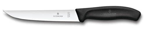 Victorinox Couteau à Découper Swiss Classic, 15 cm, Manche Ergonomique, Lame Étroite, Noir