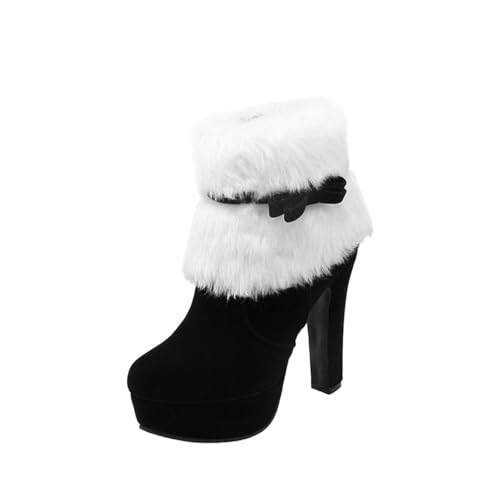 Bottes d'hiver chaudes femme doublure polaire fermeture éclair talon épais
