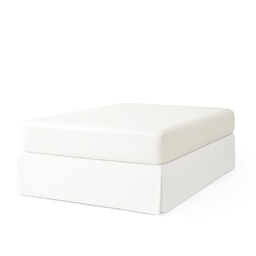 EasyCosy Cubre Canapé para Somier ATENEA – Faldón Cubrecanapé Cama 90x190/200 cm – Protector Base Canapé Ajustable – Tejido Color Blanco Elegante y Lavable