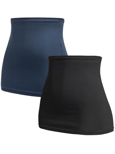 Herzmutter Cinturón Barriga - Banda Vientre - 2 Partes - Banda Abdominal de Apoyo - Faja premamá Embarazo - 6300 (Negro/Azul, XL)