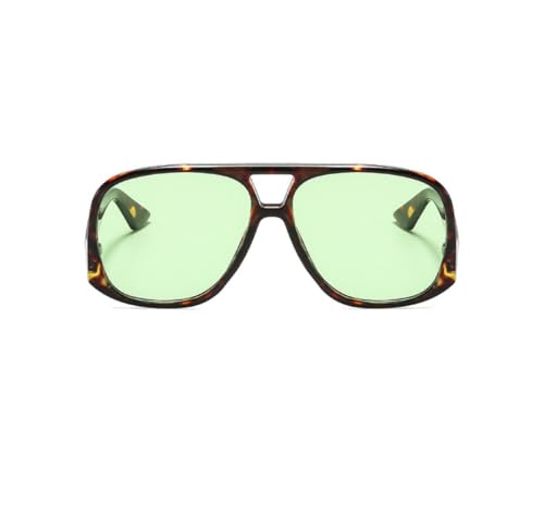 Image of Retro Square Aviator Sunglasses for Women Men Oversized Trendy Style Vintage 70s Square Aviators Sun Glasses (Tortoise Green)
