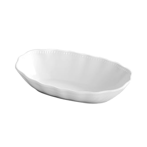 SOIMISS Fuente de Blanca de Plato para Horno Microondas Resistente al Calor Utensilio de Cocina para Gratinar y Hornear Postres Ensaladas y Arroces