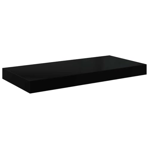 vidaXL Etagère Murale Flottante Etagère Suspendue Support Mural Bibliothèque Salon Salle de Séjour Maison Intérieur Noir Brillant 50x23x3,8 cm MDF