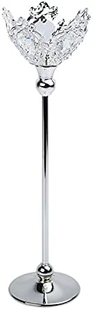 candle-holder Crystal Metal Candlestick Holder Restaurant Wedding Banquet Props Dining Table Candlelight Dinner Accessories Home Decoration candlestick(Medium)