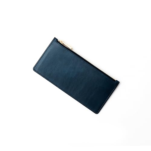 Handcrafted Full-Grain Leather Women’s Wallet, RFID Blocking, 12 Card Slots, 3 Compartments, Removable Zipper Coin Pouch, Gift Box & Pouch, Christmas & Birthday, Navy Blue4