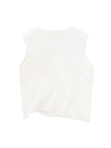 Image of RoseSeek Women's Button Down Sweater Vest Sleeveless Crewneck Knit Outerwear Old Money Knitwear