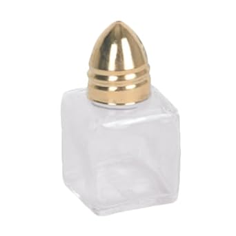 FSE GLTWCC205 Salt/Pepper Shaker, 1/2 oz. Capacity, Glass Cube Base, Gold Plated Bullet Cap, Dishwasher Safe, Pack of 12