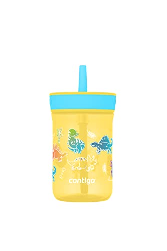 Contigo Leighton Kids Water Bottle, 2-Pack, 14oz, Spill-Proof, Blue Raspberry/Azalea & Butterlies/Llamas, Dishwasher Safe Tumbler with Straw