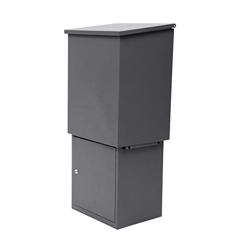 Hagrany Galvanized Steel Parcel Delivery Box, Parcel Drop Box For Outside, Wall Mounted Locking Mailbox For Packages，Large Capacity, 13.4''H X 17.2''W X 37.8''D (Grey) #TOP1