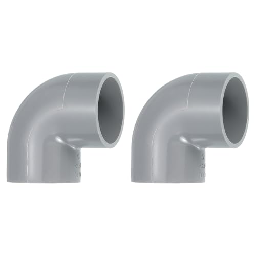 QUARKZMAN 2Pcs PVC Conector Codo de 90 Grados para Tubería de Agua, 32mm Interior Diámetro Conector de Tubería de PVC Codo de 2 Vías, Gris