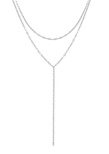 Happiness Boutique Mehrreihige Kette aus Edelstahl in Y-Design | Zweireihige Y-Halskette in Gold - Rosegold, Silber | Wasserfeste Layering Kette Rolokette-Design