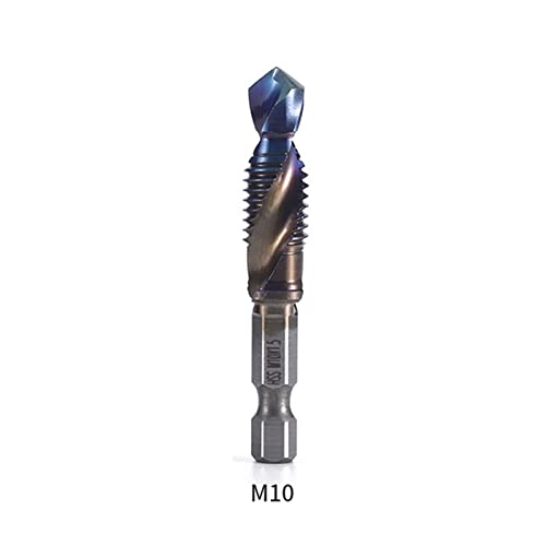 Hex Shank HSS Screw Thread Metric Tap Drill Bits Screw Machine Compound M3 M4 M5 M6 M8 M10 Hand Tools Metric Thread Tap Drill MINGPING (Color : Short M10)